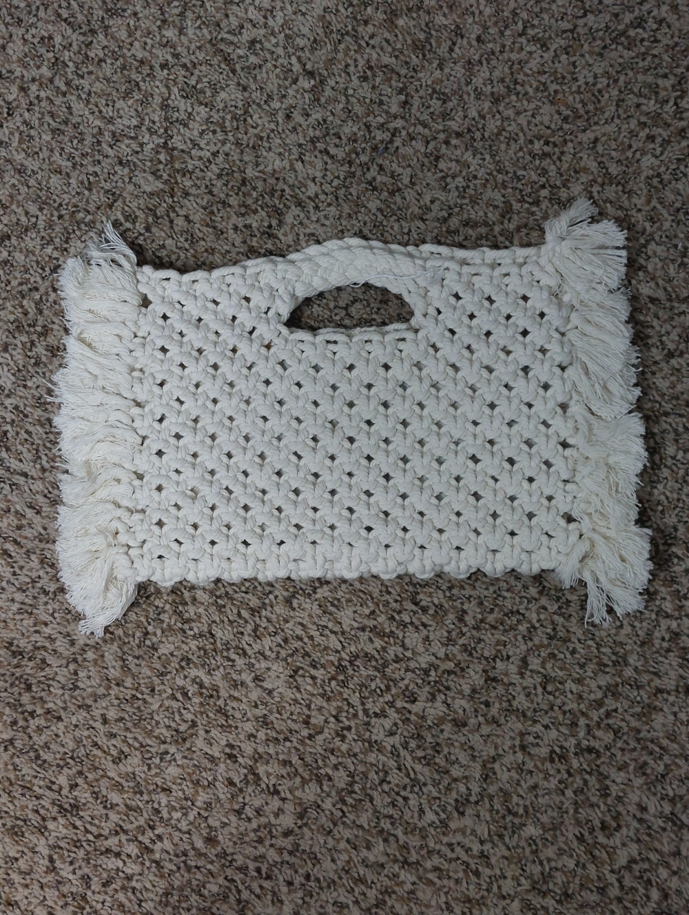 Ivory crochet bag with floral lining crochet One Of A Kind boho 14x8" Purse